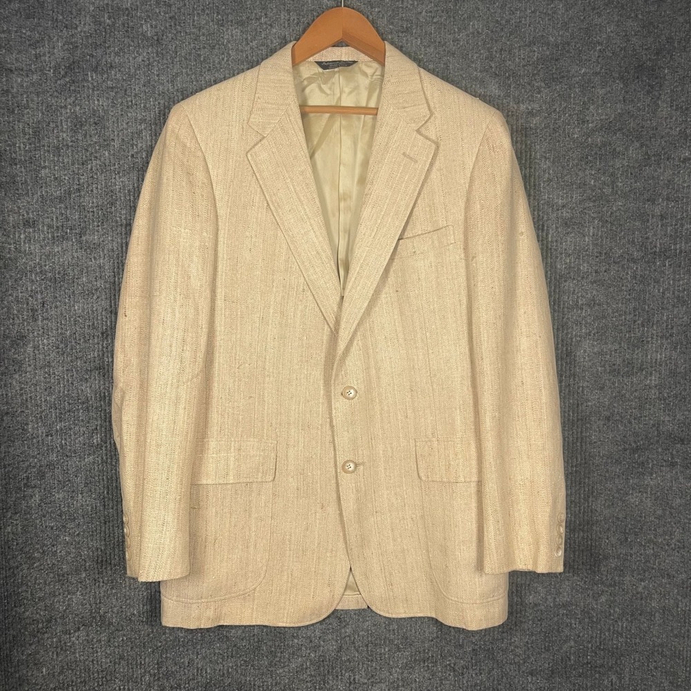 Culwell & Son Blazer Mens 42 Cream Nubby Weave Vintage Tailored USA Sport Coat